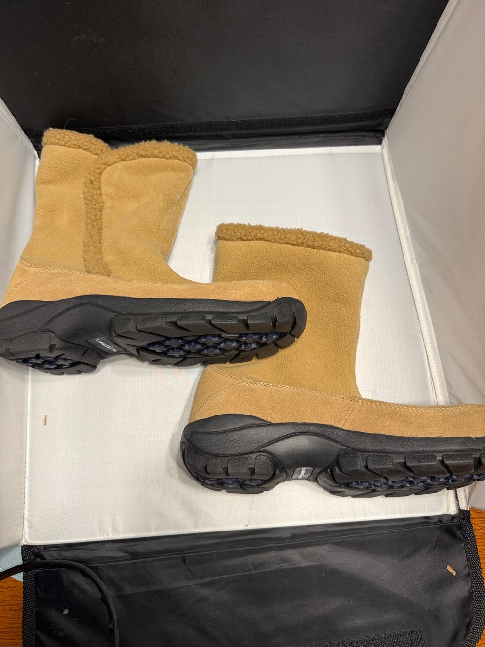 Lands' End Women's Tan Suede-Look Fleece-Lined Winter Boots - Picture 5 of 5